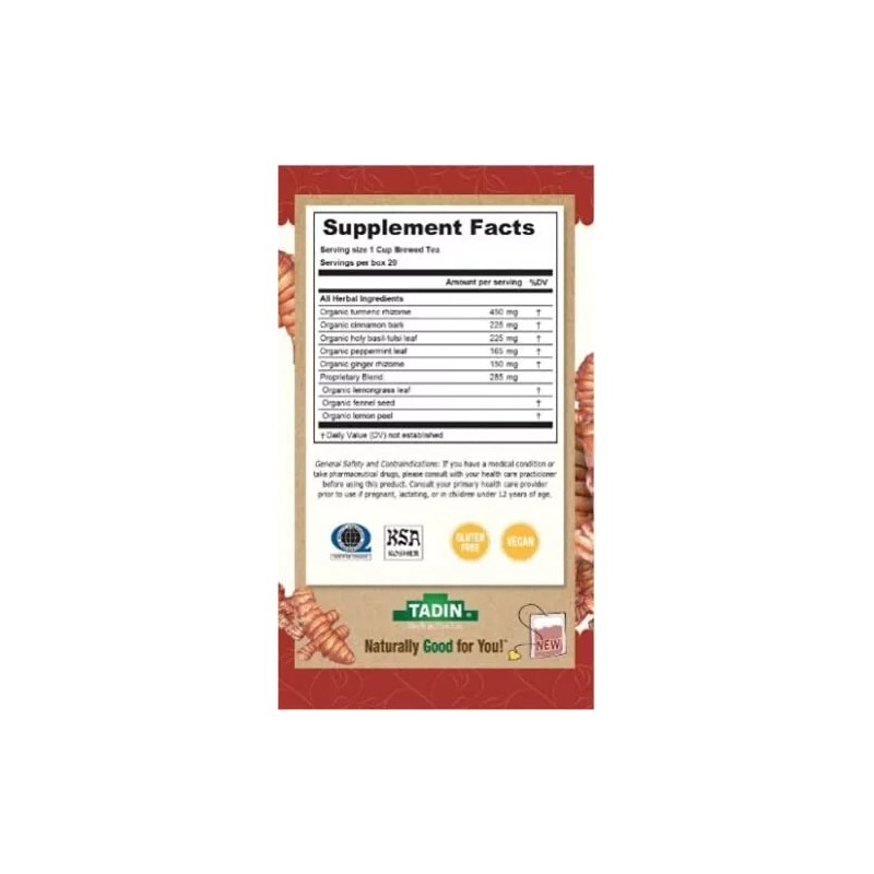 TADIN 2 PACK ORGANIC TURMERIC GINGER TADIN TEA BAGS