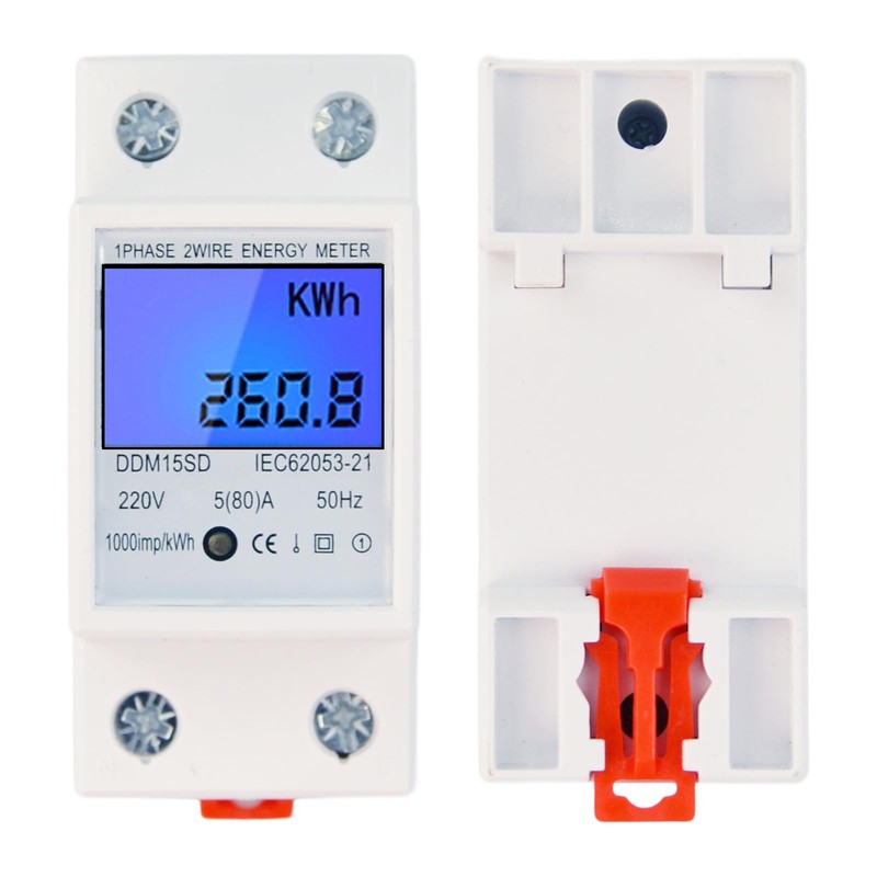 Flylin Single Phase Energy Meter 5-80A DDM15SC LCD Digital Display,