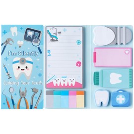 B1ykin Sticky Notes Set - Cartoon Theme Cute Self-Stick Notes Pad Teacher Appreciation Gifts， Self-Adhesive Writing Memo Pages Sticky to Do Notepad for Kids Employee School Office (Dentist)