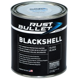 RUST BULLET BlackShell Gloss Black Rust Inhibitor 1 Pint, Preventive Coating, UV Resistant Rust Proofing Paint