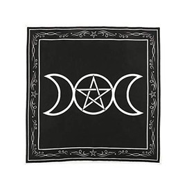 Enchanting Black & White Triple Moon Altar Cloth - 70cm x 70cm (1 Pc.) - Premium Quality Cotton, Multi-Purpose Decor Accent – Perfect for Home, Rituals & Spiritual Practice