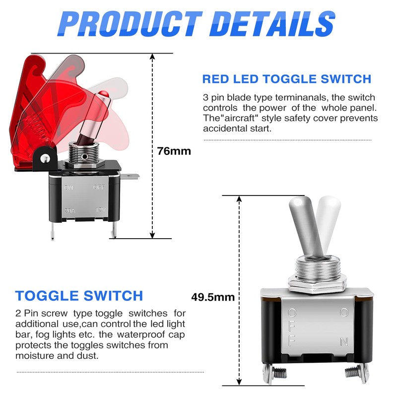 Nilight Ignition Rocker Switch Panel 12V 4 in 1 with