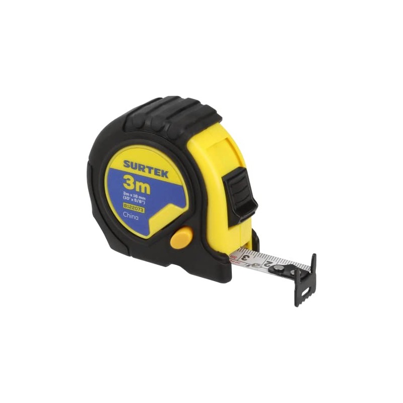 Surtek B122073 Flexómetro con carcasa rubber grip 3 m x