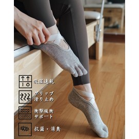 TOPIKE Pilates Socks, Yoga Socks, 5 Toes, Anti-Slip, Breathable, Durable, Antibacterial, Deodorization, Cooling / Sweat Protection, Ballet, Sports Wear, Black
