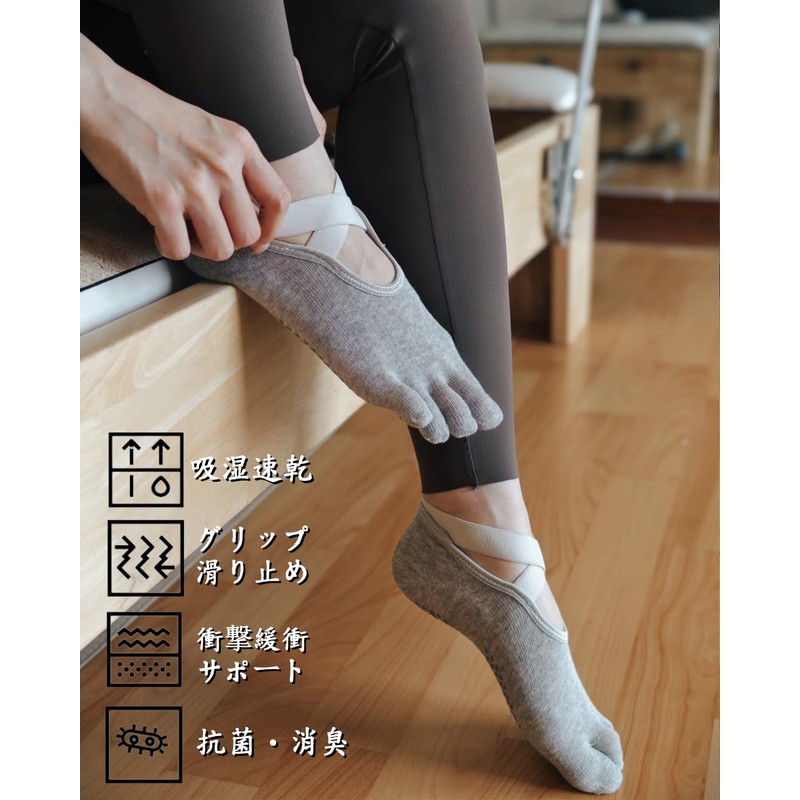 TOPIKE Pilates Socks, Yoga Socks, 5 Toes, Anti-Slip, Breathable, Durable,