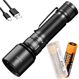 Fenix C7 3000 Lumen High Lumen USB-C Rechargeable Flashlight with 2x5000mAh Batteries and LumenTac Battery Organizer