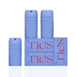 RIES Starter Set Travel Bottles 3pk 1.7oz Airless Pump for Shampoo, Conditioner, Body & Face, Leak-Proof, TSA-Approved, Dishwasher Safe (Blue)
