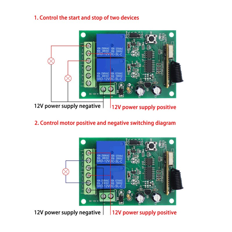 Universal Garage Door Remote Switch 12V 2CH 433Mhz Wireless CW