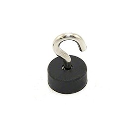 Rubber Coated Pot Magnet with M5 Hook for DIY, Engineering, Manufacturing, Hanging and Holding Applications - 22mm dia x 10mm thick - 2.4kg Pull