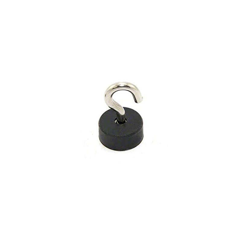 Rubber Coated Pot Magnet with M5 Hook for DIY, Engineering,