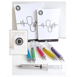 Quality IZ Real Life Hero Notepads & Matching 1.5" Button and 6-Pk Syringe Pens Gift-Set