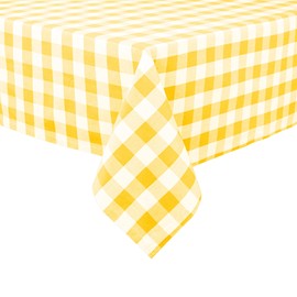 UniQloth Square Tablecloth Buffalo Check Heavy Duty Fabric 100% Cotton - Washable Dining Table Cover - Ideal for Dinner Party Wedding Christmas Holidays Easter Plaid Table Linen 60x60 Yellow White