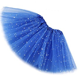 Ugitopi Girls Sparkle Tutus Princess Ballet Dance Layered Tulle Tutu Skirts, OneSize Royal Blue
