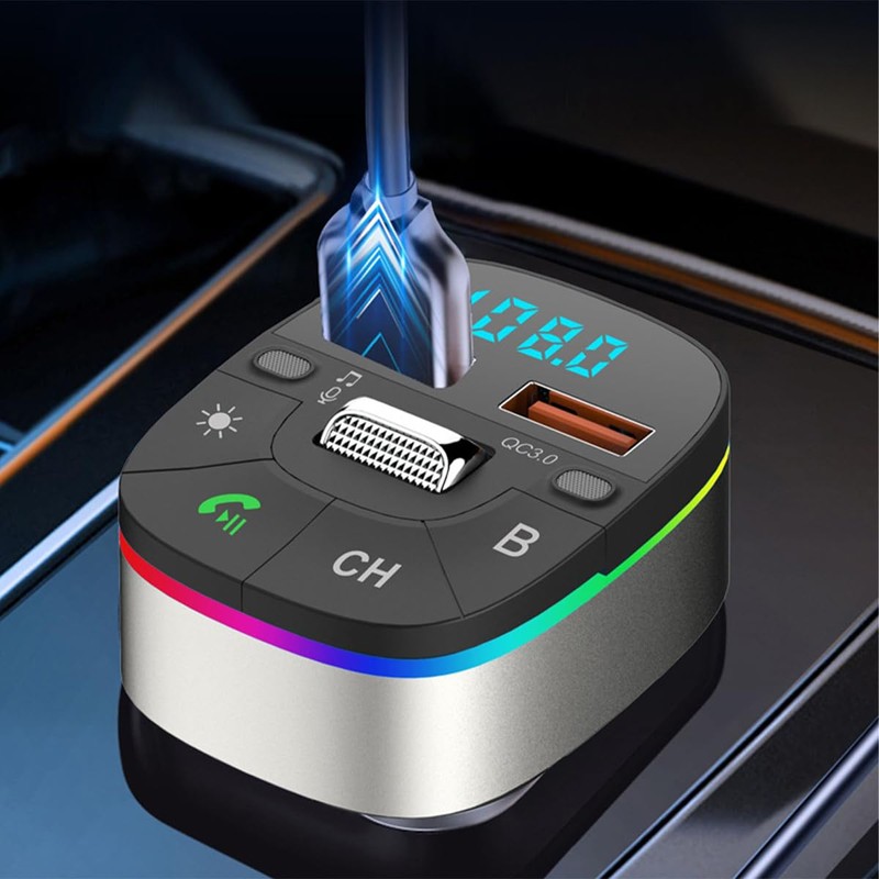 POFET Bluetooth Car Adapter, FM Bluetooth 5.0 Transmitter for Car,