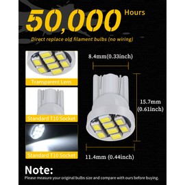 Non-Polar AC DC 6V 6.3V 555 T10 194 168 W5W Bayonet Led Bulb for Arcade Pinball Led Bulbs Pinball Gaming Machine Light Bulb Lamp(Pack of 10,White)