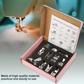 ZJchao Máquina de Coser Prensatelas, Inicio Multifuncional Piezas de máquinas de Coser Prensatelas Accesorios para máquinas de Coser Juego con Invisibles Cremallera Borde 11 Juegos(Pink Box Package)