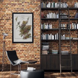 Restoration Cartographic Wall Map of Scotland - Vintage Shaded Relief Print - 2D Topographic Wall Art for Home Decor, Office - World Countries Maps - 24 x 36 Inches