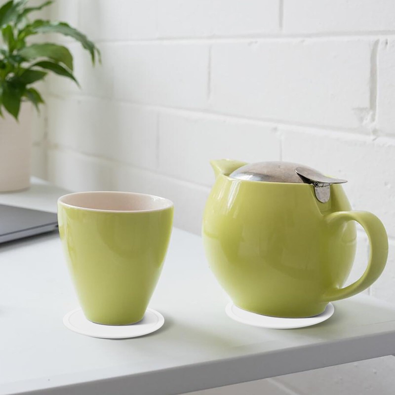 5-Pack White Silicone Coasters - Non-Slip Drink Coasters for Dining