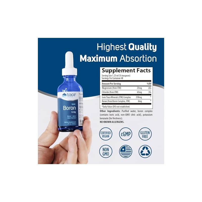 Trace Minerals | Boro iónico líquido 6 mg 2 onzas