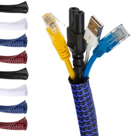 MarketConnect® Self-closing cable conduit, diameter 6 mm, length 8 m, perfect for cable management and protection, ideal for desk and TV, black/blue