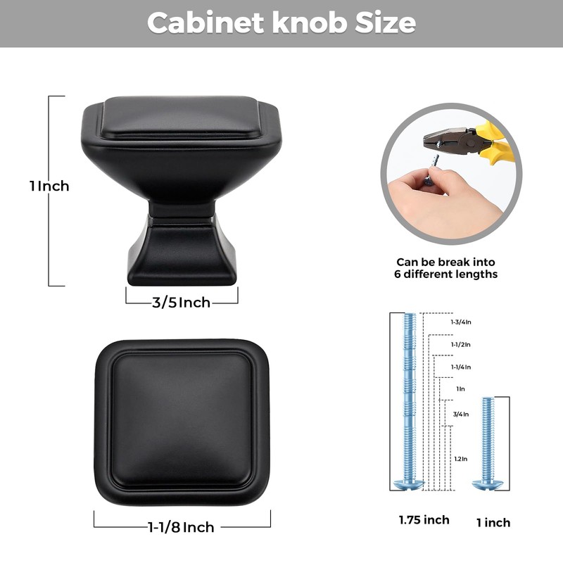 Ravinte Decor 20 Pack Black Cabinet Knobs - Kitchen Cabinet