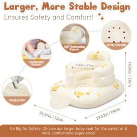 JOSEN Inflatable Baby Seat for Babies 3 Months & Up, Baby Floor Seats Learn to Sit Up, Portable Infant Feeding Shower Chair, Blow Up Baby Chair with Built in Air Pump - Giraffe