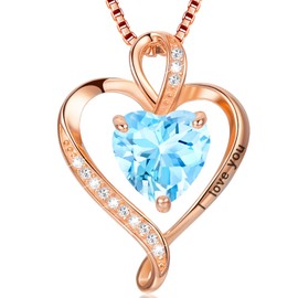 LAVUMO Heart Necklace 925 Silver Rose Gold Women's Necklace – Heart Pendant Silver Chain Jewellery Gift for Wife, Women, Mum, Girlfriend for Birthday, Christmas, Valentine's Day, Hypoallergenic