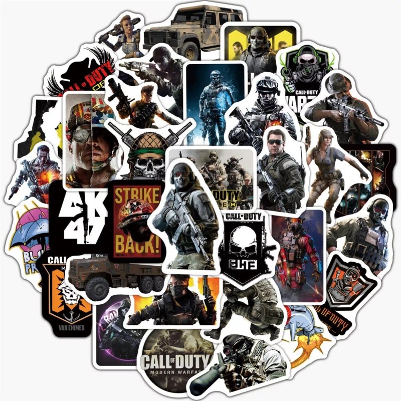Call Of Duty 50 Calcomanias Stickers Videojuego Contra Agua