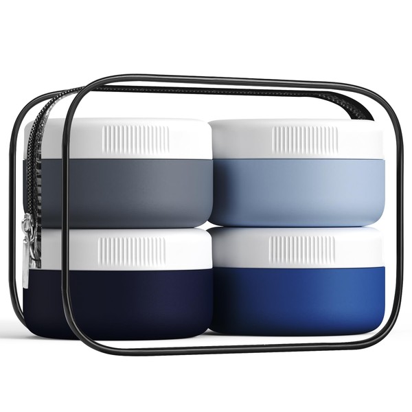 kuangre Travel Containers for Toiletries, Silicone Cream Jars BPA Free,