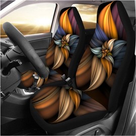 TOADDMOS 3D Colorful Floral Print Auto Car Seat Covers Front Seats Only 2 PCS for Women Ladies,Universal Car Interior Accessories Decoration