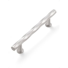 JIASENBAO Brushed Nickel Cabinet Pulls 3.78" Hole Center 10 Pack Hammered Silver Cabinet Handles Decorative Kitchen Drawer Dresser Cupboard Bathroom Vanity Cabinet Hardware Rhombus