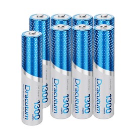 Dracutum Rechargeable AAA Batteries 8 Pack, 1300mWh High Capacity 1.5V AAA Rechargeable Lithium Batteries, 2000+ Cycles Long-Lasting Triple AAA Batteries