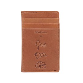 Peanuts SNOOPY No. 73332 Ryedown Series Card Case, Card Storage, Fragment Case, Women's, Men's, Genuine Leather, Cowhide, Thin, Slim, Sustainable Leather, Camel