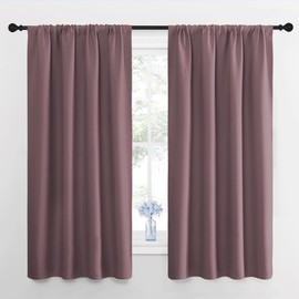 NICETOWN Blackout Curtains for Living Curtains, Room Darkening Window Curtain Panels, Easy-Care Solid Thermal Insulated Draperies/Drapes for Daughter Room (Dry Rose, 2 Panels, 42 by 63)