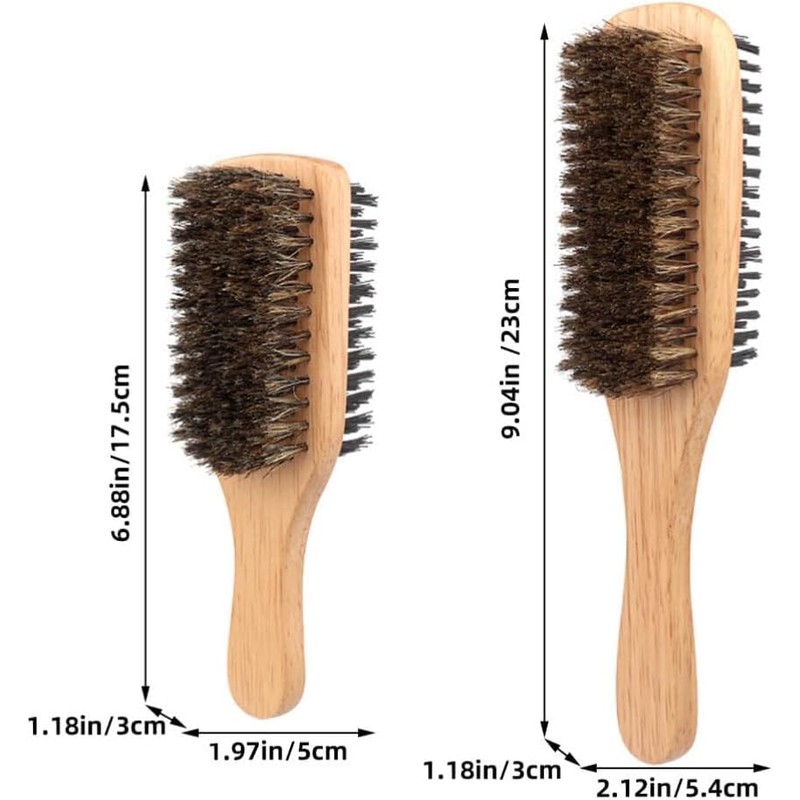 Flyanzebi Double Sided Boar Bristle Hair Brush Set, 2Pcs Detangling