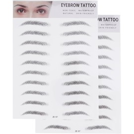 CALLARON 2 Piezas Pegatinas para Cejas Temporales Negras de Papel, Fáciles de Usar y Resistentes al Agua, Ideales para Personas Cejas Claras o Escasas y Principiantes