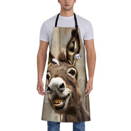 Turamurra Funny Donkey Apron for Men Women, Kitchen Cooking Bib with Adjustable Neck and Front Pocket, Rustic Farm Animal Chef Apron for Home, BBQ, Baking, Gardening, Gifts for Mom Dad