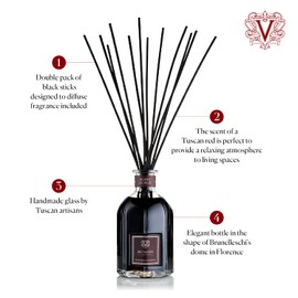 Dr. Vranjes - Rosso Nobile 250 ml Diffuser + Double Pack of Black Sticks (3 Pieces Bundle) - Luxury Home Fragrance, Made in Italy, Main Scent Fruity: Orange, Strawberry and Red Berries, Birch