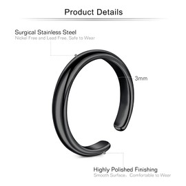 Mayhoop Vintage Toe Rings for Men Surgical Steels Adjustable Open Toe Rings Silver and Black Tail Ring Finger Rings Knuckle Ring