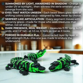 Articulated Glow in the Dark Alligator – Smooth Poseable Joints, Bold Night Glowing Finish, Built for Power and Presence, A Must-Have for Fantasy Creatures Fans, Desk Hunters, and Lizard Seekers