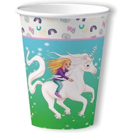 DH-Konzept 8 Party Cups * Star Tail * for Children's Birthday and Theme Party | Cups Made of Cardboard 200 ml | Laura Girls Horses Unicorn Children Party Birthday