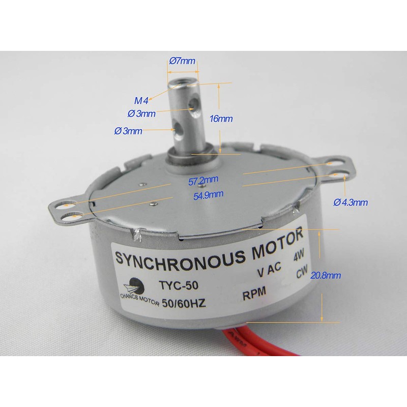 CHANCS Slow Speed Electric Motor TYC-50 110V 15-18RPM CW Micro
