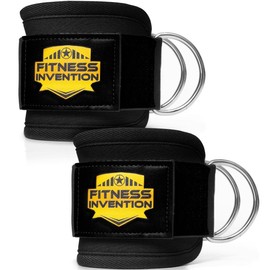 Fitness Invention Ankle Straps for Cable Machines - Sweat Repellent & Perfect for Glute Building - Comfortable Ankle Cuffs for Working Out - Color: Black