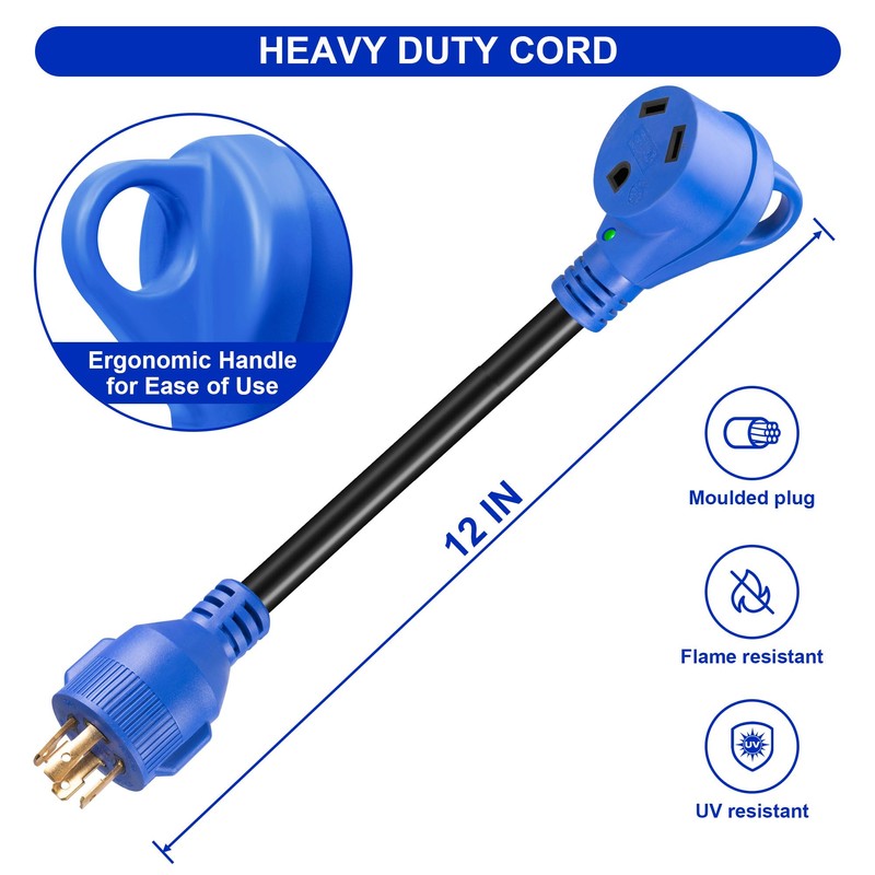 FROSTYRIDER 4 Prong 30 Amp RV Generator Adapter Cord,NEMA L14-30P