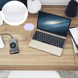 Pack of 4 Desk Cable Grommets, 80 mm Cable Hole for Desk with Hole Saw, Cable Guide for Push-in Hole Cover, Cable Hole for Desk, White