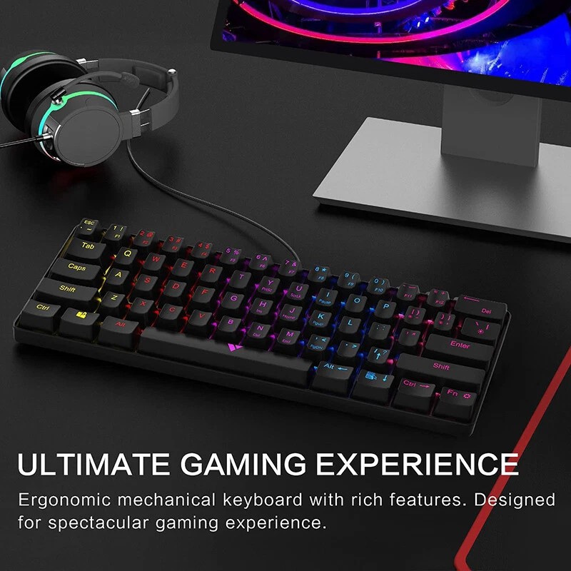 GTRACING Mechanical Gaming Keyboard 60% Coloful Backlit Wired Ultra Compact