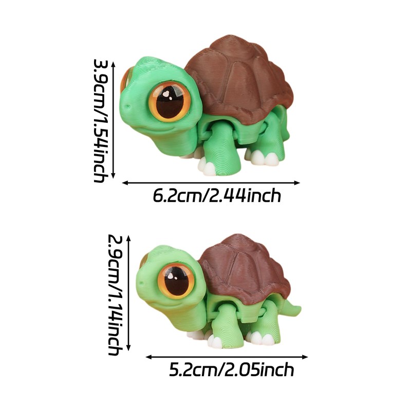 3 Pieces Mini Turtle Fridge Magnets with Articulated Movable Joints