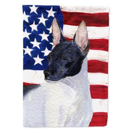 Caroline's Treasures SS4054GF USA American Flag with Rat Terrier Flag Garden Size, Small, Multicolor