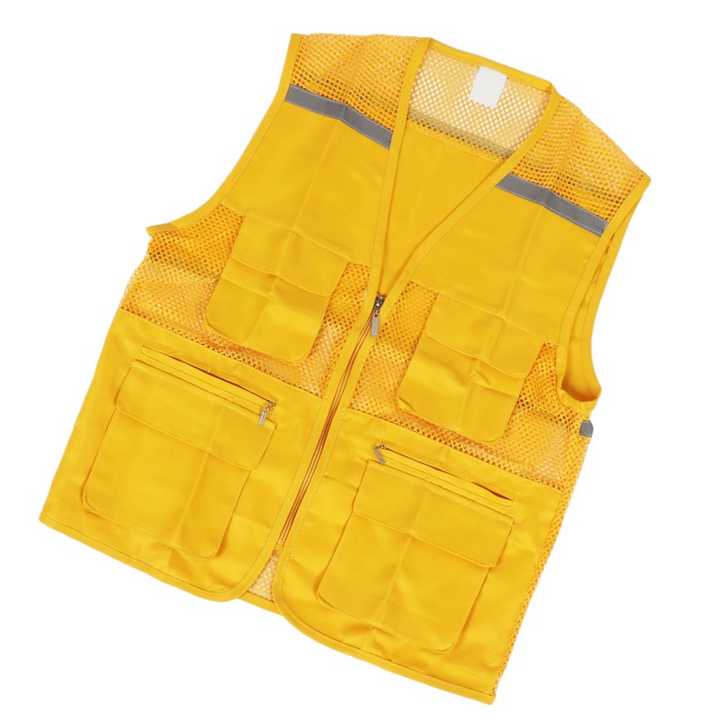 Volunteer Vest for Event Work Clothes with Multi Pockets Yellow