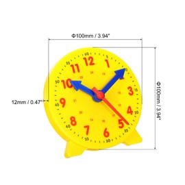 PATIKIL 4 inch Teaching Clock, Learn Clock Learning Tell Time Analog Clock Demonstration Clock 24 Hour 3 Pointers Geared Movement for Classroom Teacher, Yellow